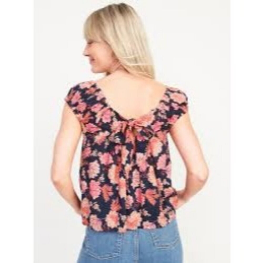 NWT Old Navy Floral Tie Back Swing Top Womens S Boho Hippie Festival Cottage - Picture 2 of 14